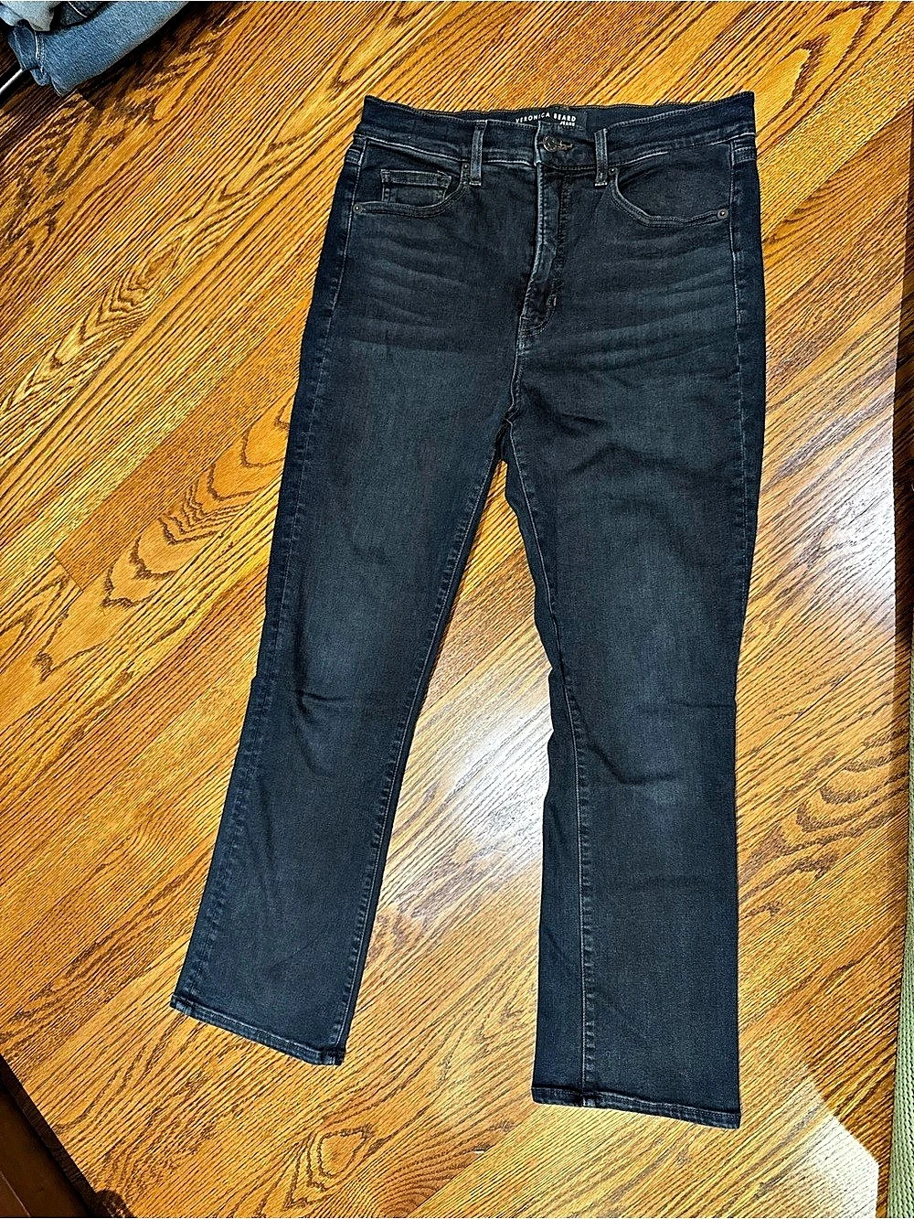 Veronica Beard Carly Kick Flare High Rise Jeans Black Waist 30